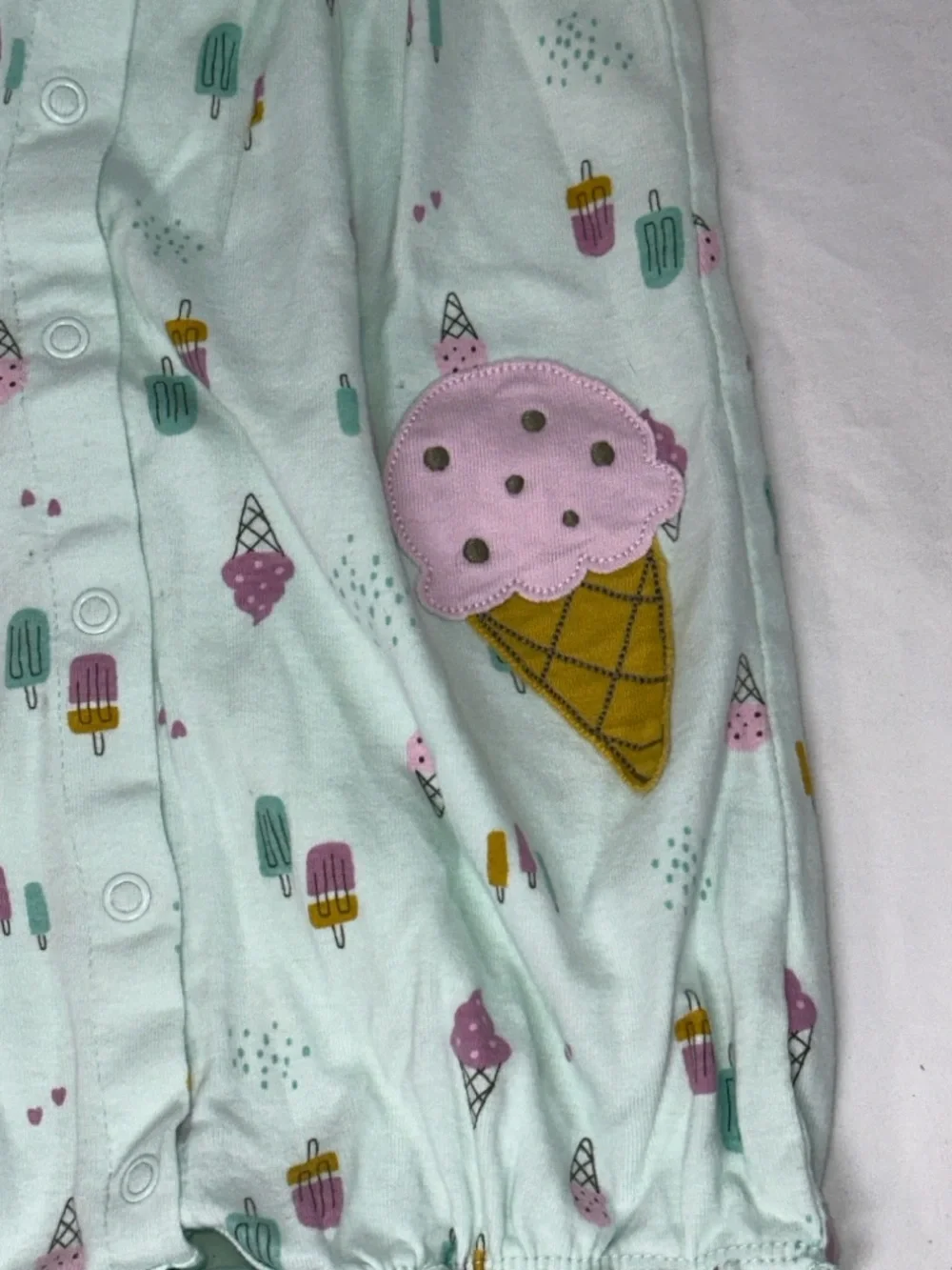 Carters Child of Mine Baby Girl Romper Ice Cream Print Mint Green Size 24M